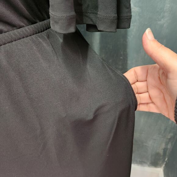 Girl With Curves Knit Midi Dress with Flutter Sleeve Black Tall Medium Pockets - Picture 4 of 12